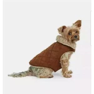 Faux Suede and Sherpa Lined Dog Coa